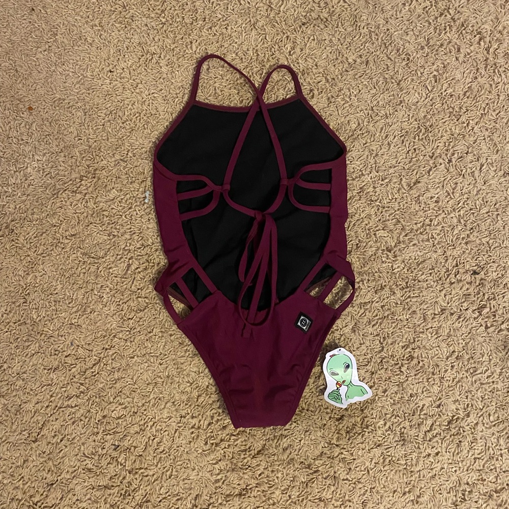 maroon tie back jolyn onsie